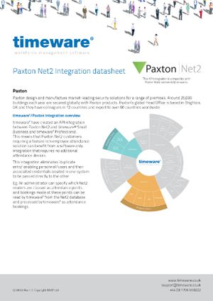 Download Paxton Net2 Integration Datasheet